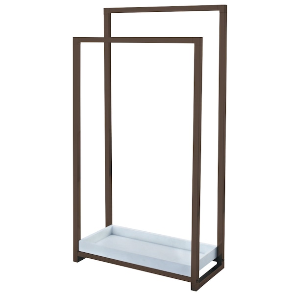 Pedestal 2-Tier Steel Construction Towel Rack W/Wooden Case, Bronze